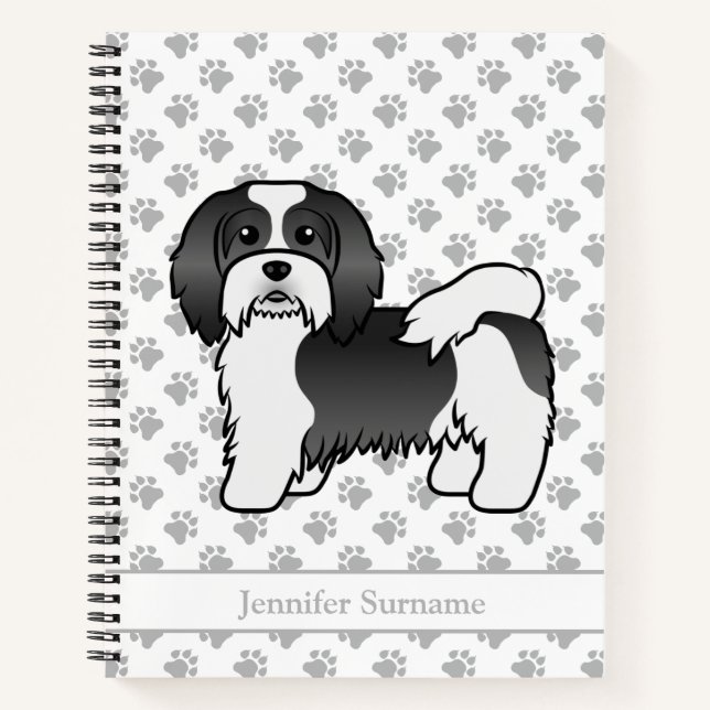 Cuaderno Havanés blanco y negro Perro de dibujos animados l (Anverso)