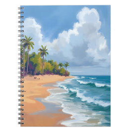 Cuaderno Hawaii Ocean Shore Watercolor Painting