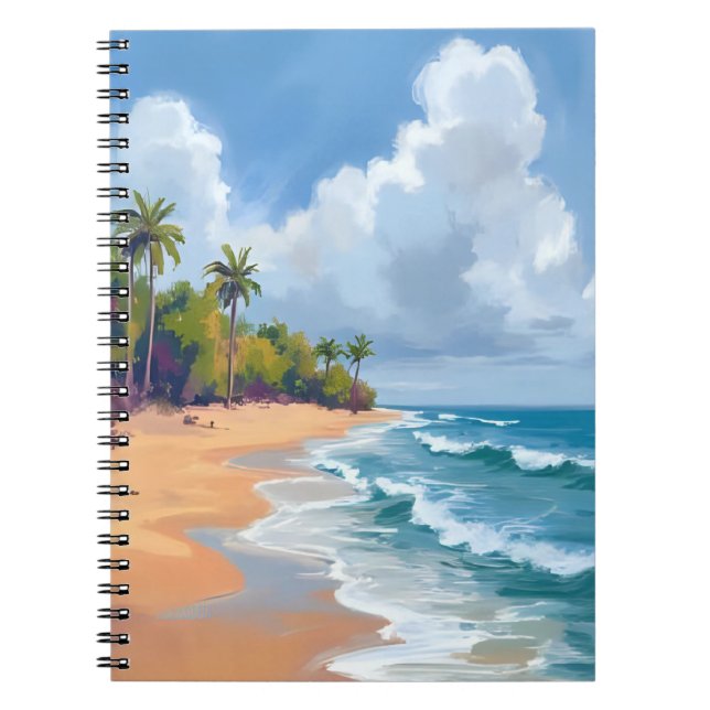 Cuaderno Hawaii Ocean Shore Watercolor Painting (Frente)