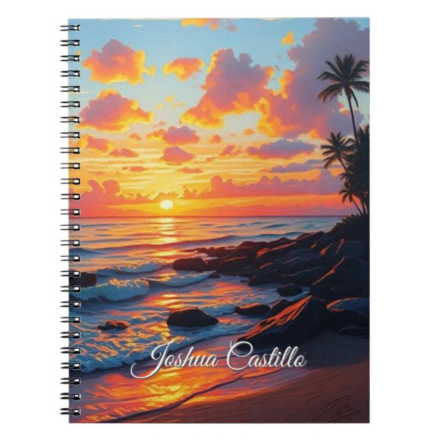 Cuaderno Hawaii Sunset Calligraphy Simple Professional Name (Frente)