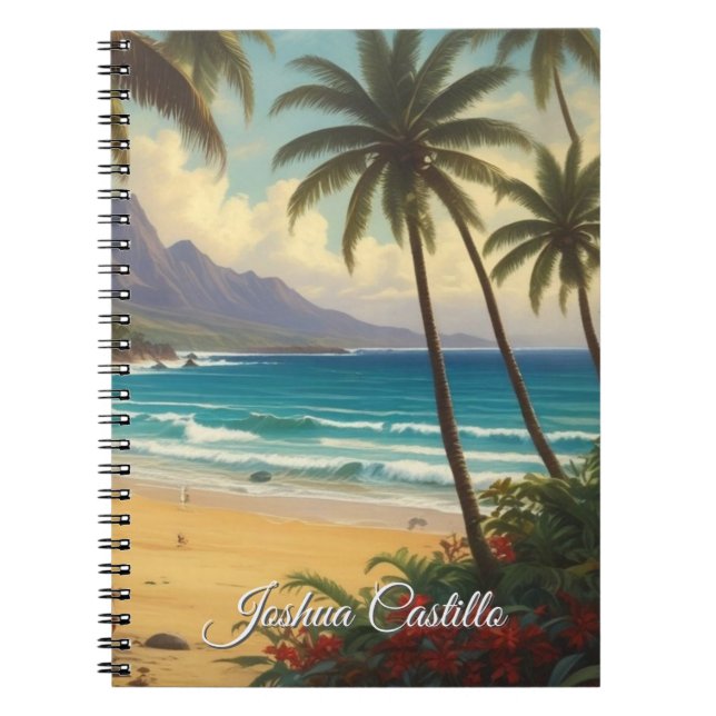 Cuaderno Hawaii Sunset Calligraphy Simple Professional Name (Frente)