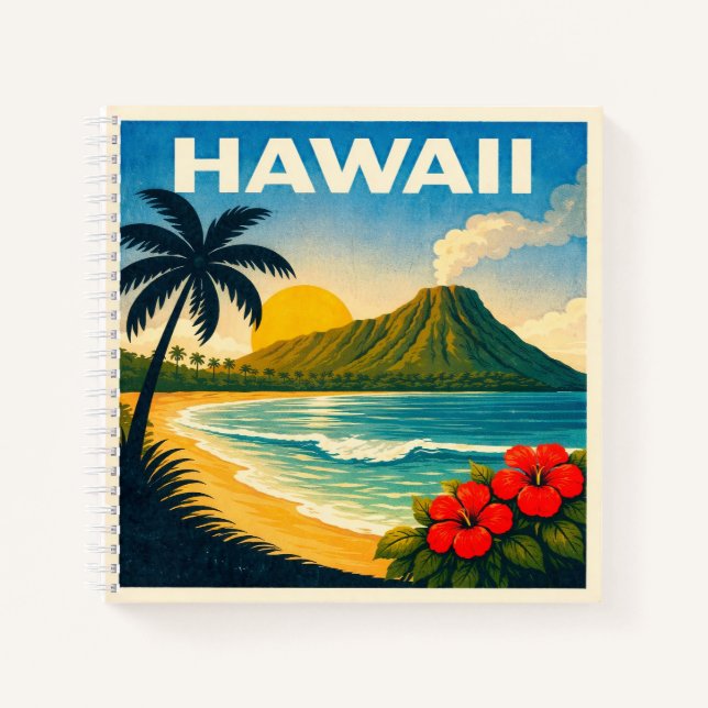 Cuaderno Hawaii Vintage Travel Poster Notebook (Anverso)