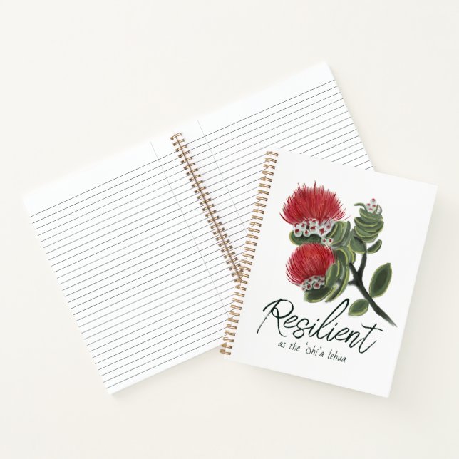 Cuaderno Hawaiian Red Lehua Flower Watercolor Resilience (Interior)