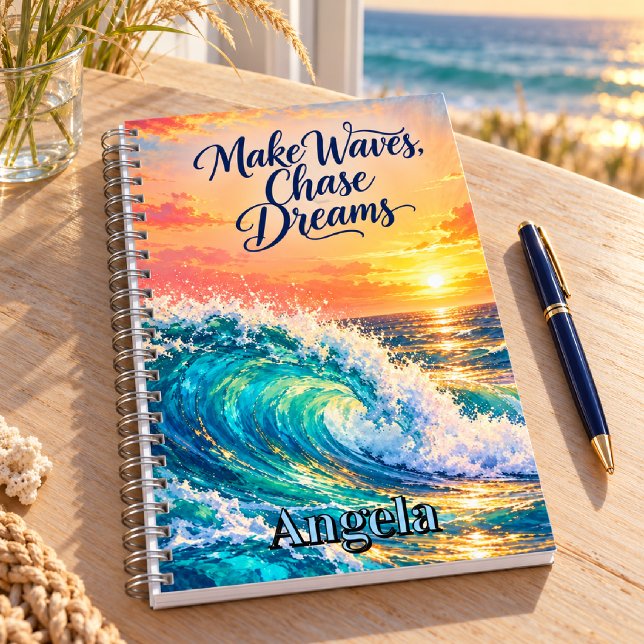 Cuaderno Haz olas persigue sueños Océano Amanecer (Subido por el creador)
