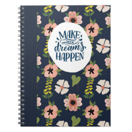 Cuaderno Haz que tus sueños ocurran - Floral azul
