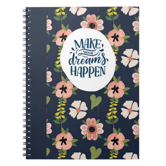 Cuaderno Haz que tus sueños ocurran - Floral azul (Frente)