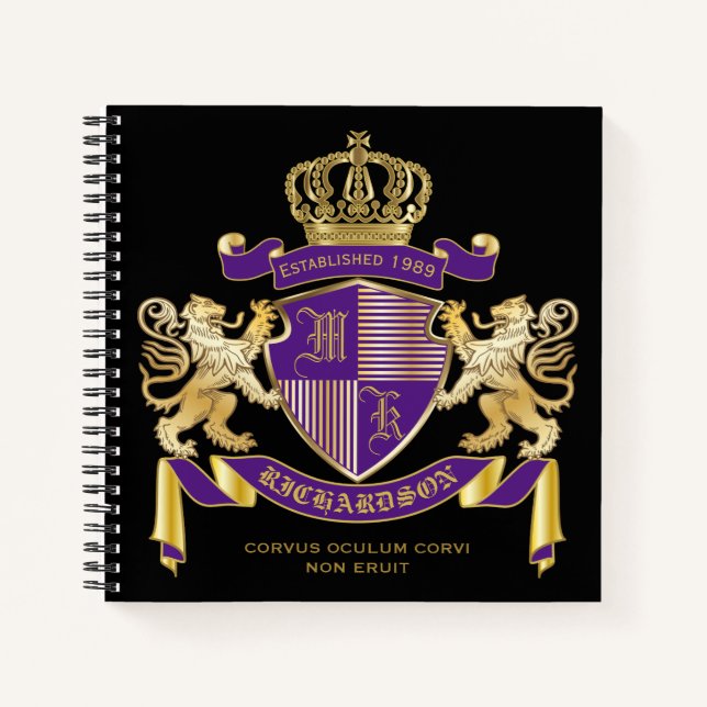 Cuaderno Haz tu propio escudo de armas Monograma Emblema de (Anverso)
