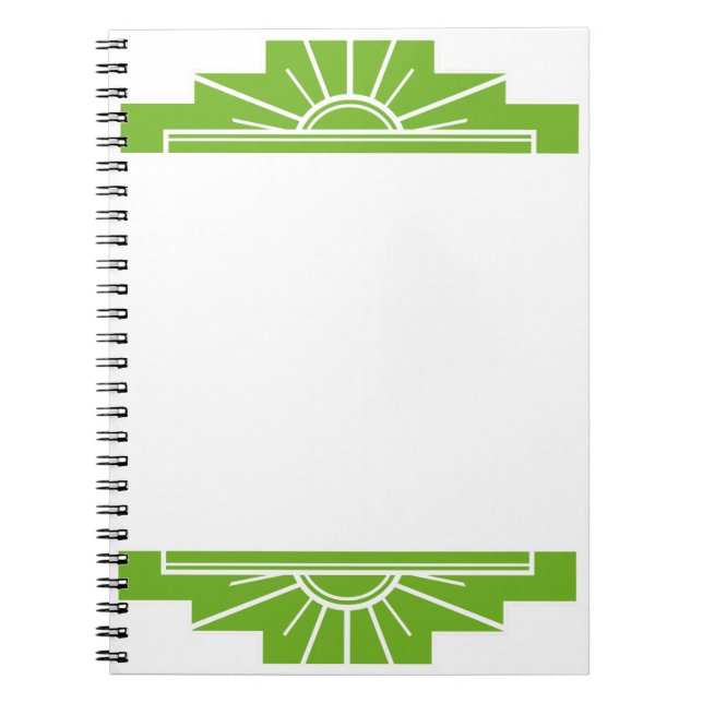 Cuaderno Hazlo TUS - Sunburst Art Deco: Blanco y Lime (Frente)