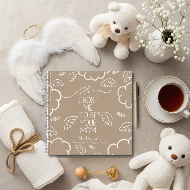 Cuaderno He Chose Me to Be your Mom beige pregnancy prayer (Subido por el creador)
