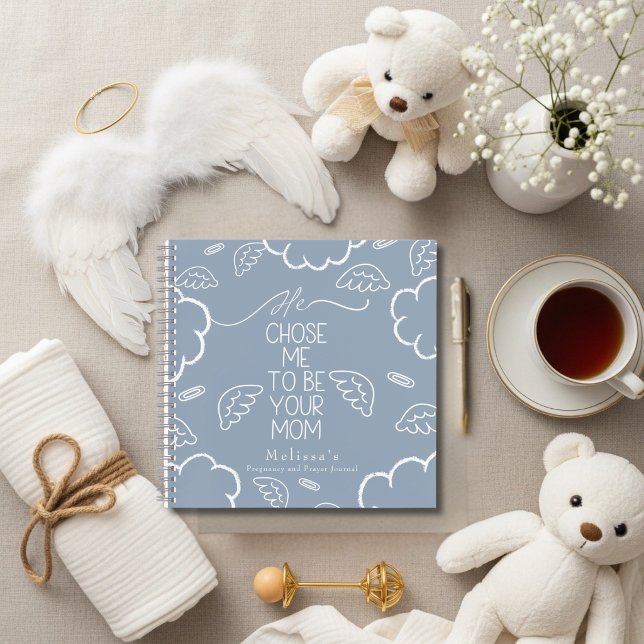Cuaderno He Chose Me to Be your Mom blue pregnancy prayer (He Chose Me to Be your Mom blue pregnancy prayer Notebook)