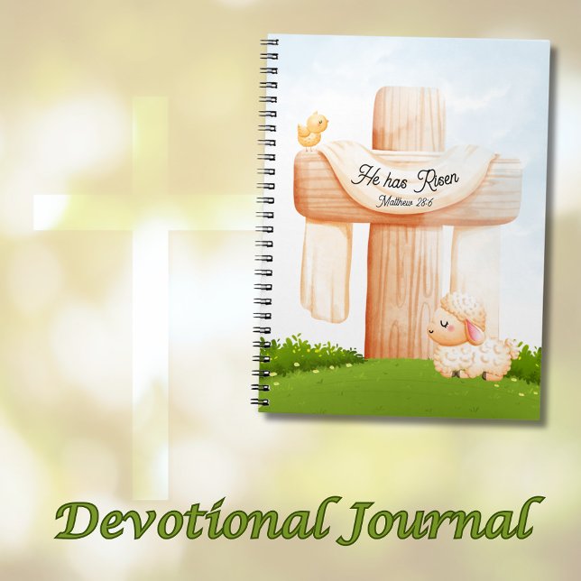 Cuaderno He has Risen Matthew 28:6 Easter Cross and Lamb (He Has Risen Devotional Journal for Easter)