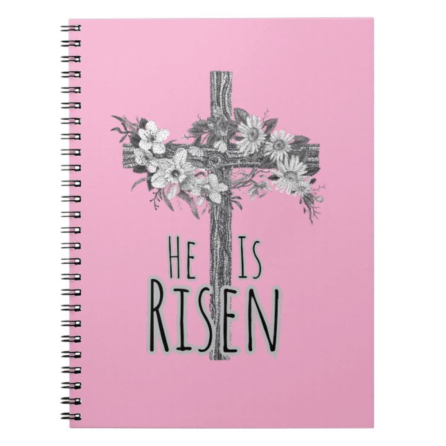 Cuaderno He Is Risen Floral Cross Spiral Notebook (Frente)
