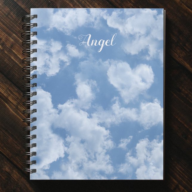Cuaderno Heart Cloud Sky Cute Modern Blue Custom Wedding (Subido por el creador)