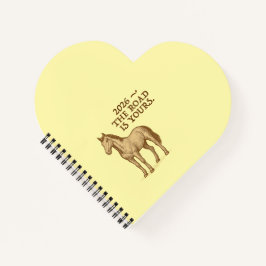 Cuaderno Heart notebook with motivational text and horse