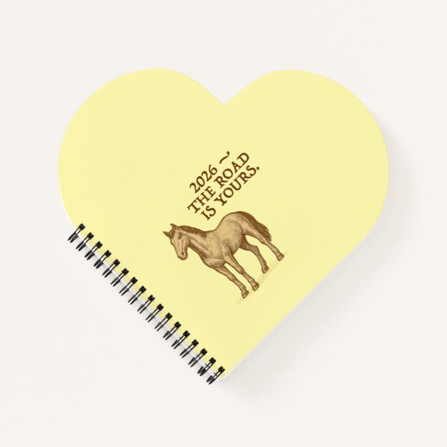 Cuaderno Heart notebook with motivational text and horse (Anverso)