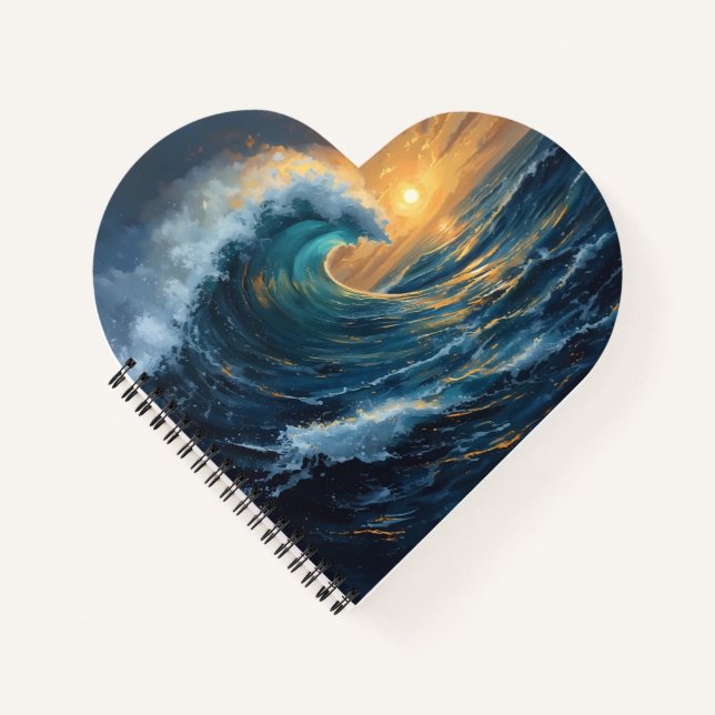 Cuaderno Heart Ocean Notebook | Aesthetic Spiral Notebook  (Anverso)