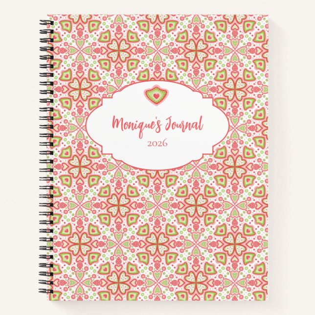 Cuaderno Heart Pattern Notebook – Customize Interior Pages (Anverso)