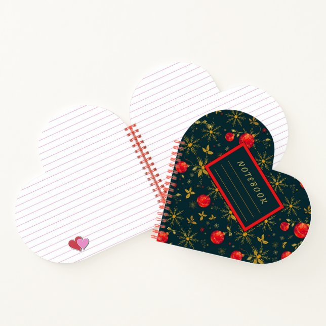 Cuaderno Heart Shaped Christmas Ornaments Notebook (Interior)