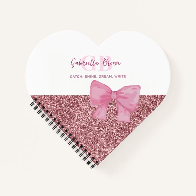 Cuaderno Heart-shaped notebook, glitter diary (Anverso)