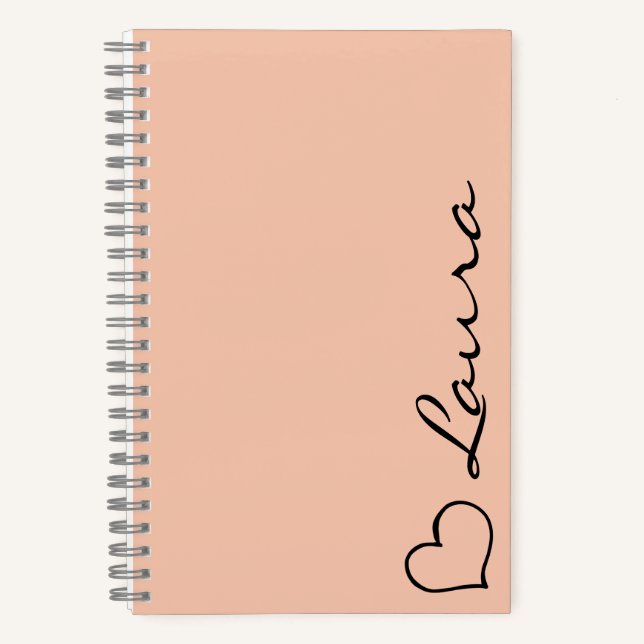 Cuaderno Heart Your Name Script Custom Gift Notebook (Anverso)