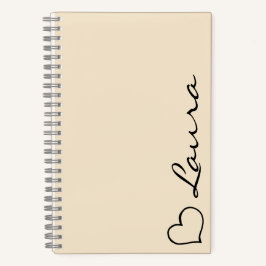 Cuaderno Heart Your Name Script Custom Gift Notebook