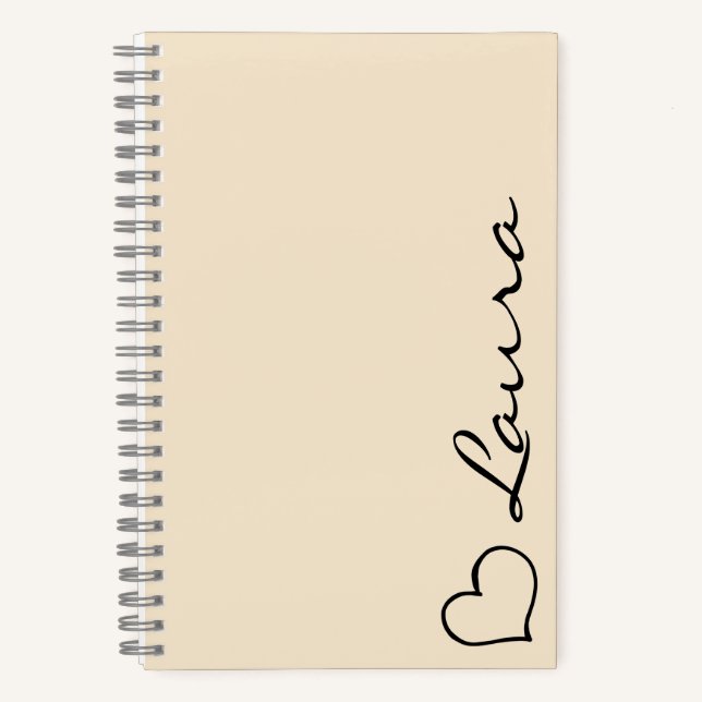 Cuaderno Heart Your Name Script Custom Gift Notebook (Anverso)