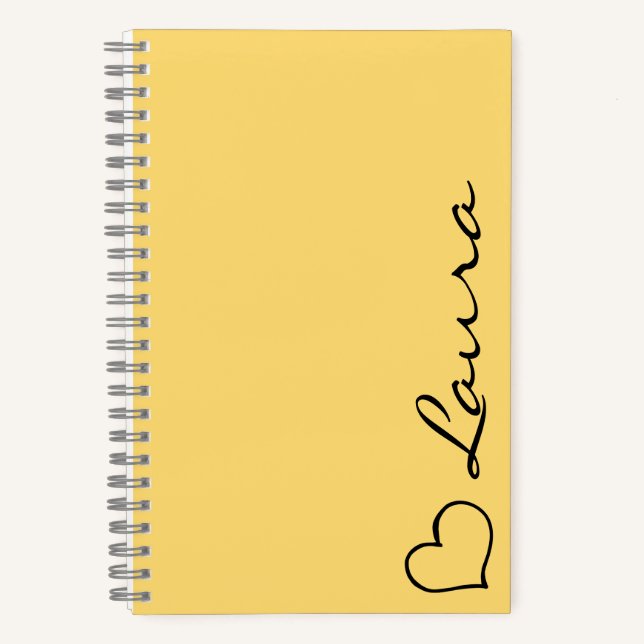 Cuaderno Heart Your Name Script Custom Gift Notebook (Anverso)