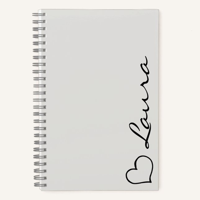 Cuaderno Heart Your Name Script Custom Gift Notebook (Anverso)