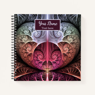 Cuaderno Heartbeat Abstract Surreal Fantasía Nombre fractal