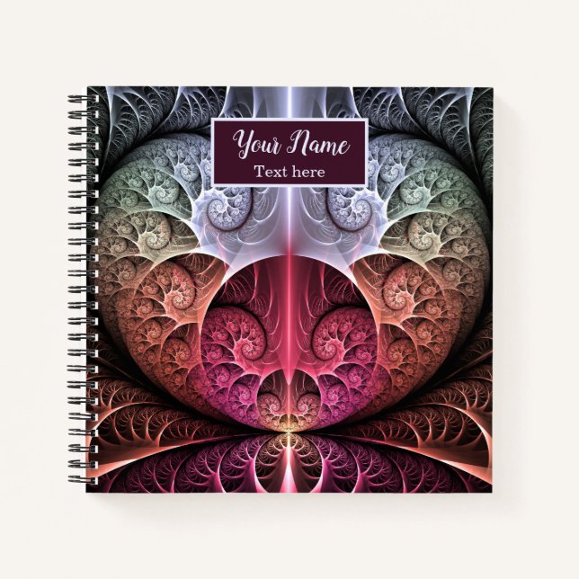 Cuaderno Heartbeat Abstract Surreal Fantasía Nombre fractal (Anverso)