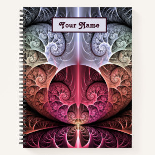 Cuaderno Heartbeat Abstract Surreal Fantasía Nombre fractal