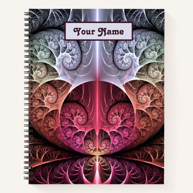Cuaderno Heartbeat Abstract Surreal Fantasía Nombre fractal (Anverso)