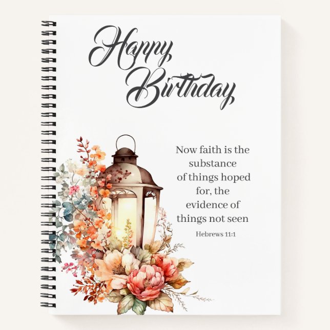 Cuaderno Hebrews 11:1 Christian Birthday Wishes Journal (Anverso)