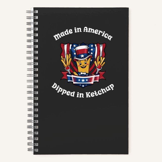 Cuaderno Hecho en Estados Unidos hundido en Ketchup Patriot (Anverso)