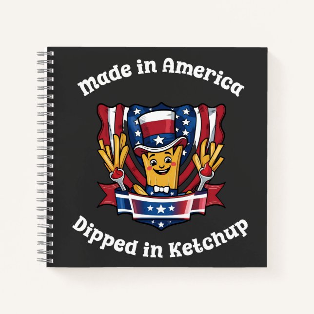 Cuaderno Hecho en Estados Unidos hundido en Ketchup Patriot (Anverso)