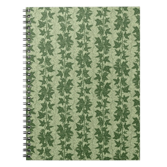 Cuaderno Hedera Ivy Vines - patrón D_L verde botánico. (Frente)