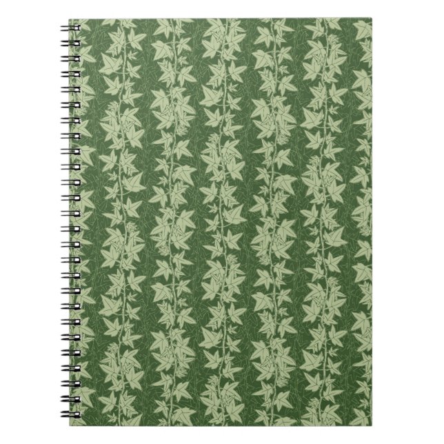 Cuaderno Hedera Ivy Vines - patrón L_D verde botánico. (Frente)