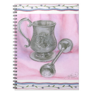 Cuaderno Heirloom Cup y Rattle con fondo morado