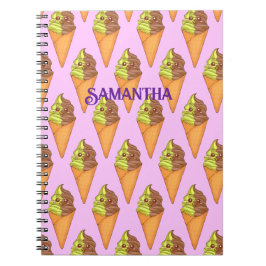 Cuaderno Helado Crema Suave Servir Matcha Té Verde Postre