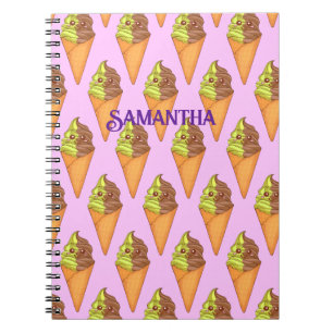Cuaderno Helado Crema Suave Servir Matcha Té Verde Postre