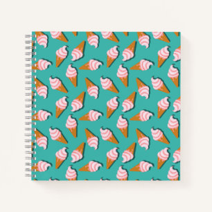 Cuaderno Helado de conos de gofre y patrón de yogur congela