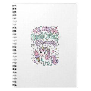 Cuaderno Helado de Unicornio Sueño de Unicornio Mono Pastel