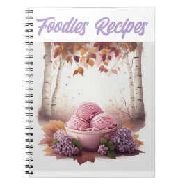 Cuaderno Helado Rosa con Flores de Lila Recetas para Amante