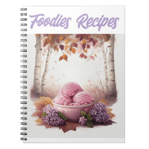 Cuaderno Helado Rosa con Flores de Lila Recetas para Amante