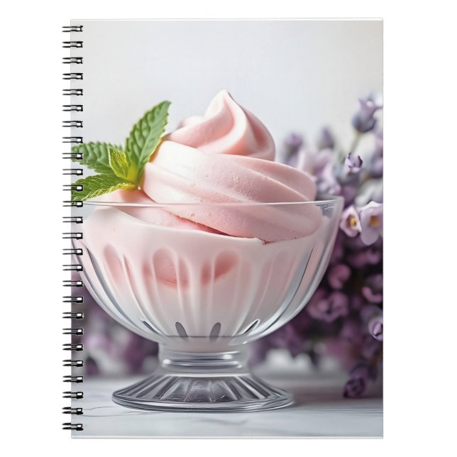 Cuaderno Helado rosa con flores de Lilac y leche verde (Frente)