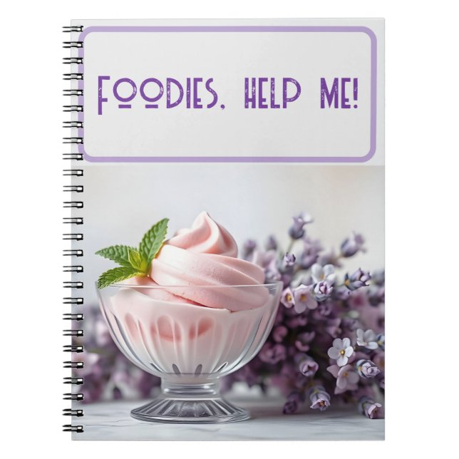 Cuaderno Helado rosa con flores de Lilac y leche verde (Frente)