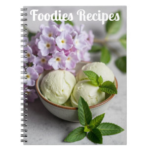 Cuaderno Helado Verde con Flores de Lila Recetas para Amant