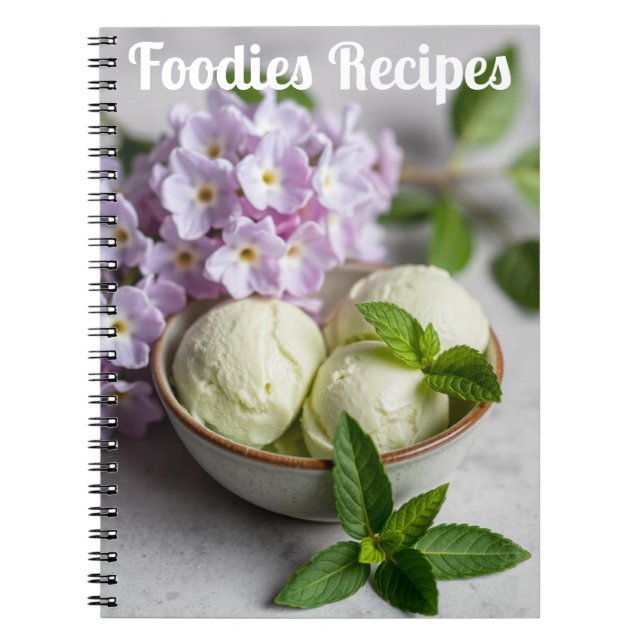 Cuaderno Helado Verde con Flores de Lila Recetas para Amant (Frente)