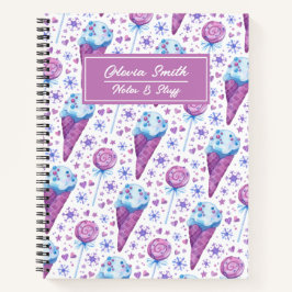 Cuaderno Helados divertidos azules y morados