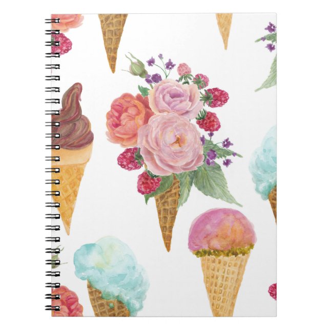 Cuaderno Helados, frambuesas: acuarela. (Frente)